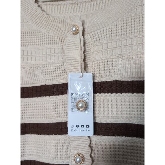 V FOR CITY Cardigan Women Knit Tweed Winter Chunky Size Small (487) - Picture 5 of 9